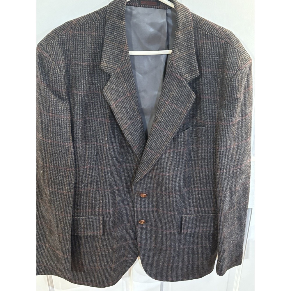 Vintage Boston Traders Poland 100%‎ Pure Wool Blazer Leather Button S-44